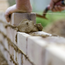 a newly laid brick wall